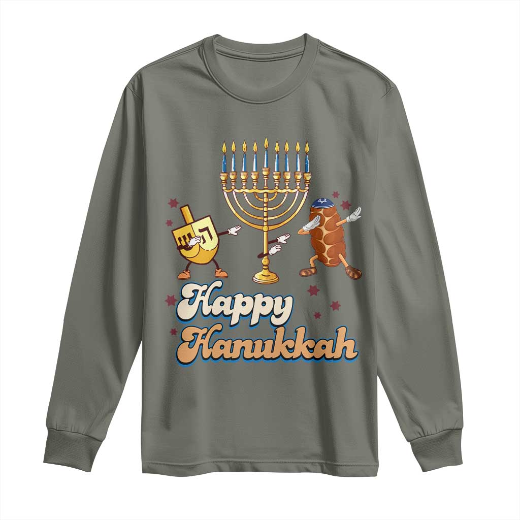 Funny Hanukkah Long Sleeve Shirt Dab Dreidel Menorah Challah Gift - Wonder Print Shop