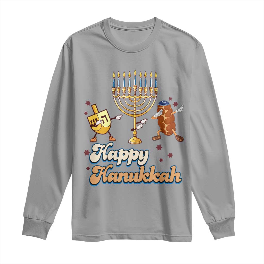 Funny Hanukkah Long Sleeve Shirt Dab Dreidel Menorah Challah Gift - Wonder Print Shop