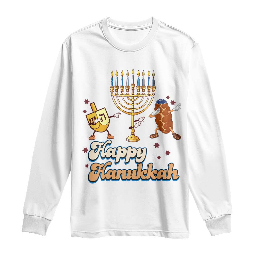 Funny Hanukkah Long Sleeve Shirt Dab Dreidel Menorah Challah Gift - Wonder Print Shop