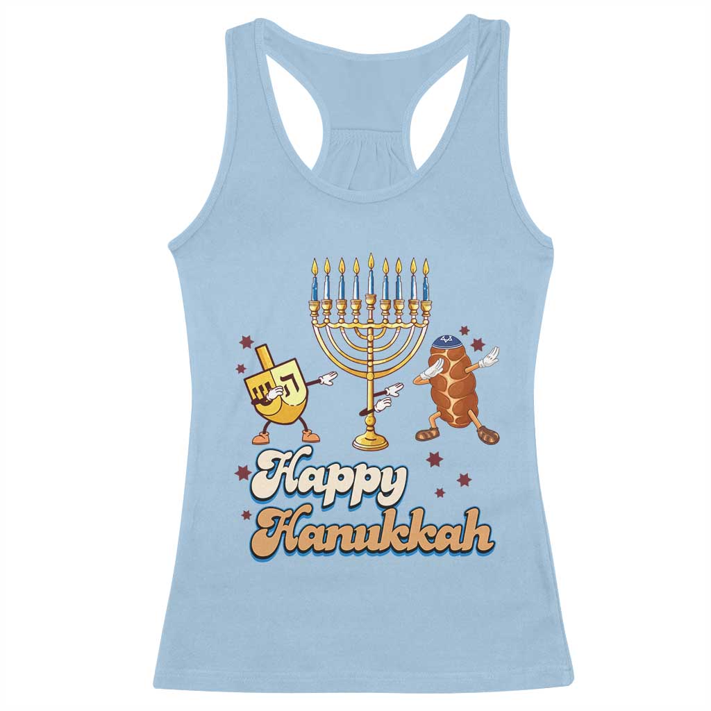 Funny Hanukkah Racerback Tank Top Dab Dreidel Menorah Challah Gift - Wonder Print Shop