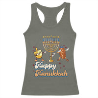 Funny Hanukkah Racerback Tank Top Dab Dreidel Menorah Challah Gift - Wonder Print Shop