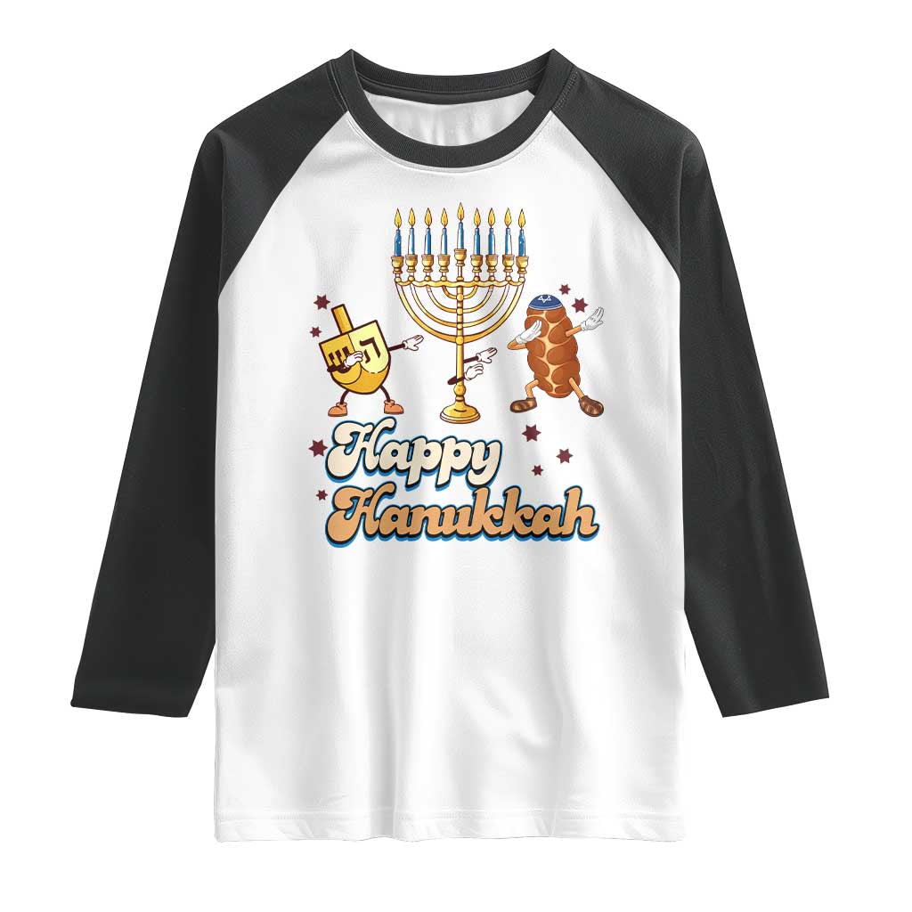 Funny Hanukkah Raglan Shirt Dab Dreidel Menorah Challah Gift - Wonder Print Shop