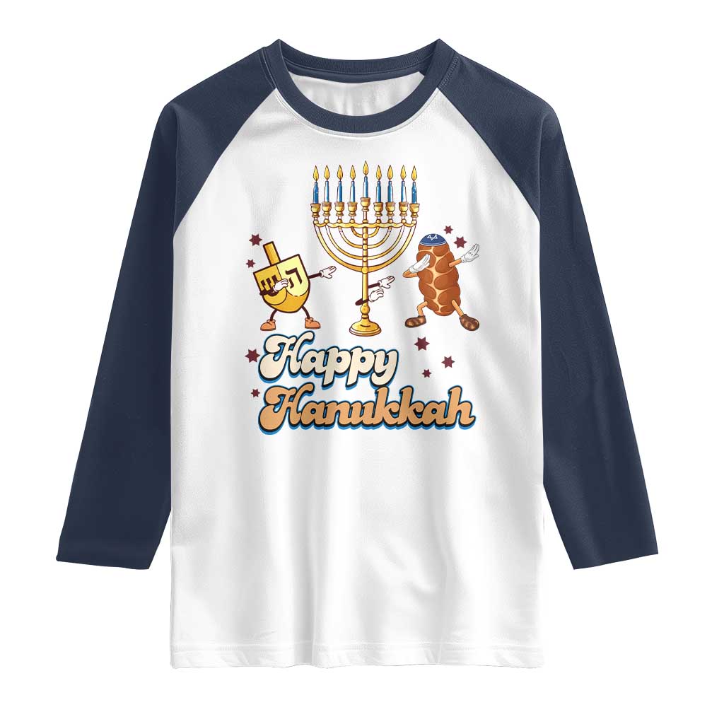 Funny Hanukkah Raglan Shirt Dab Dreidel Menorah Challah Gift - Wonder Print Shop