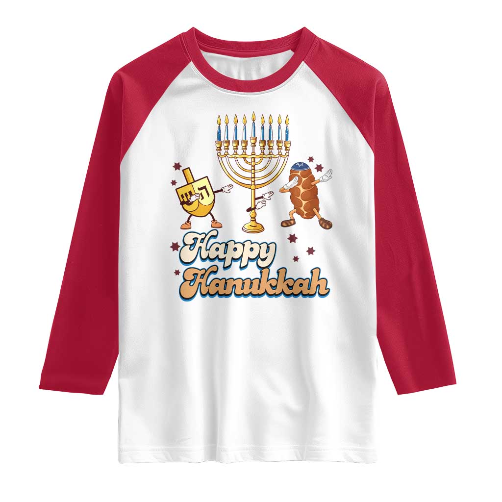 Funny Hanukkah Raglan Shirt Dab Dreidel Menorah Challah Gift - Wonder Print Shop