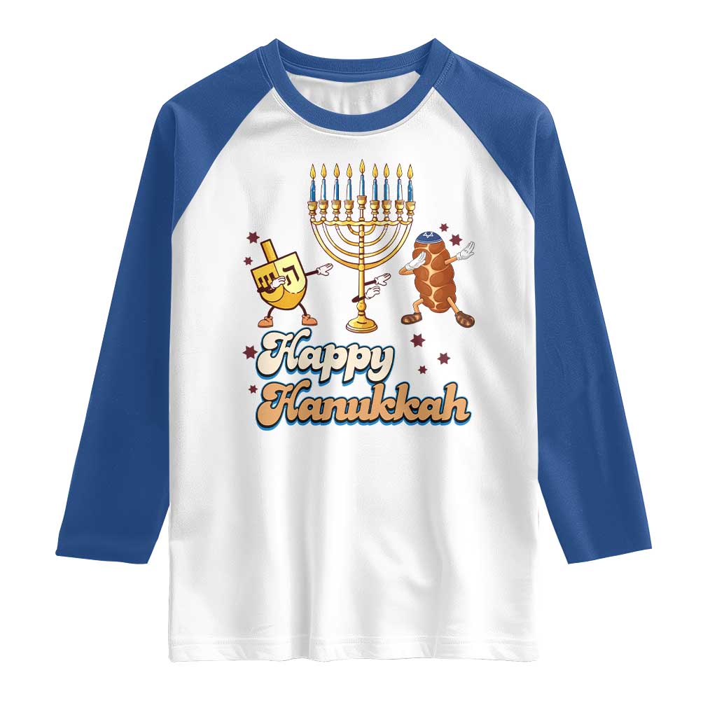 Funny Hanukkah Raglan Shirt Dab Dreidel Menorah Challah Gift - Wonder Print Shop