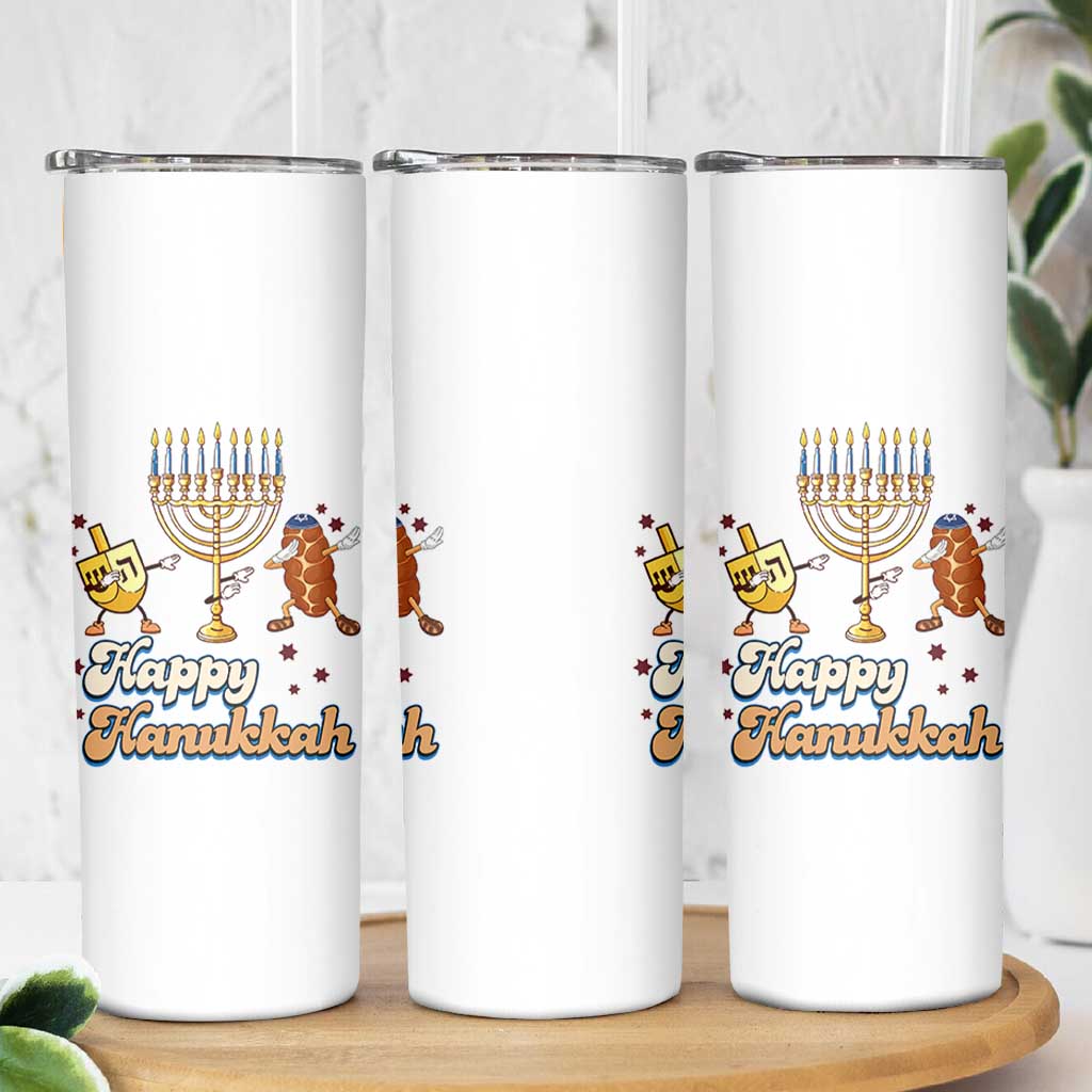 Funny Hanukkah Skinny Tumbler Dab Dreidel Menorah Challah Gift - Wonder Print Shop