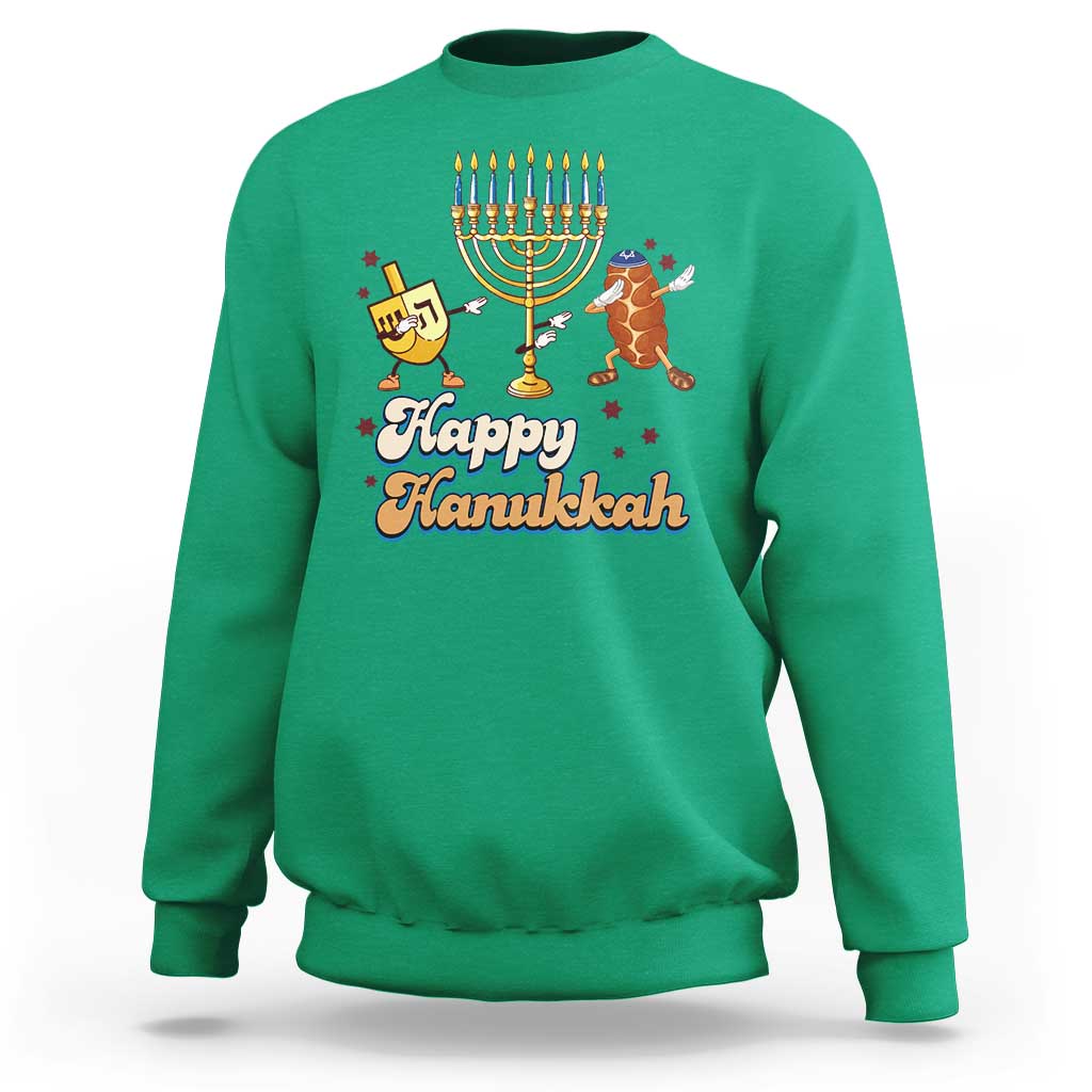 Funny Hanukkah Sweatshirt Dab Dreidel Menorah Challah Gift - Wonder Print Shop