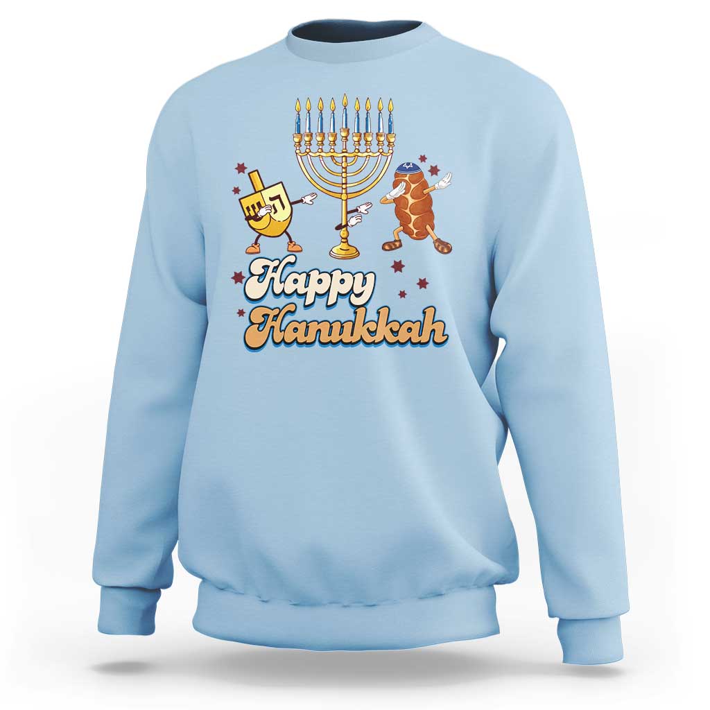 Funny Hanukkah Sweatshirt Dab Dreidel Menorah Challah Gift - Wonder Print Shop