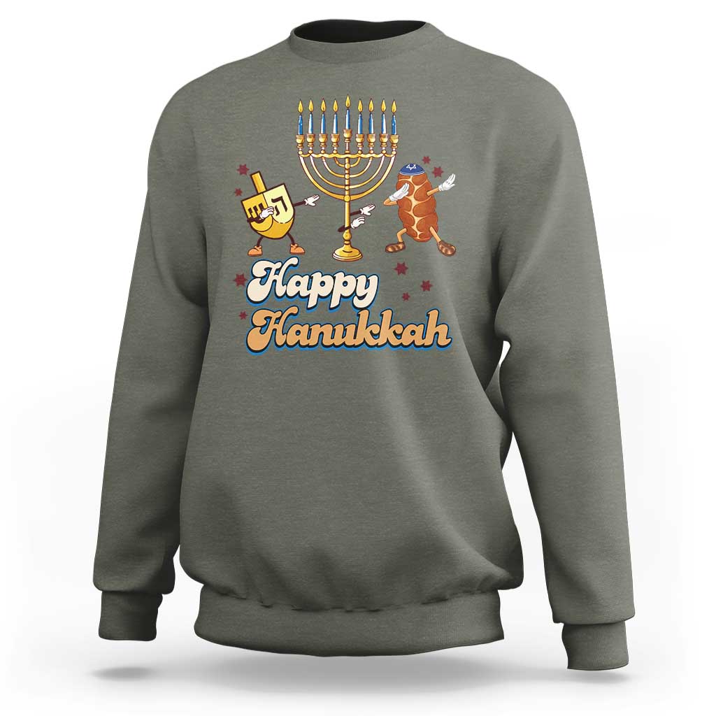 Funny Hanukkah Sweatshirt Dab Dreidel Menorah Challah Gift - Wonder Print Shop