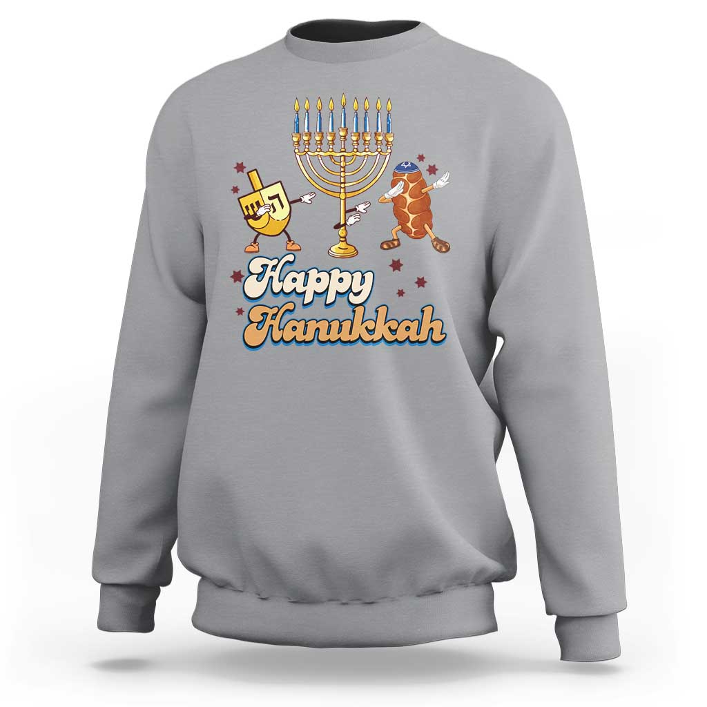 Funny Hanukkah Sweatshirt Dab Dreidel Menorah Challah Gift - Wonder Print Shop