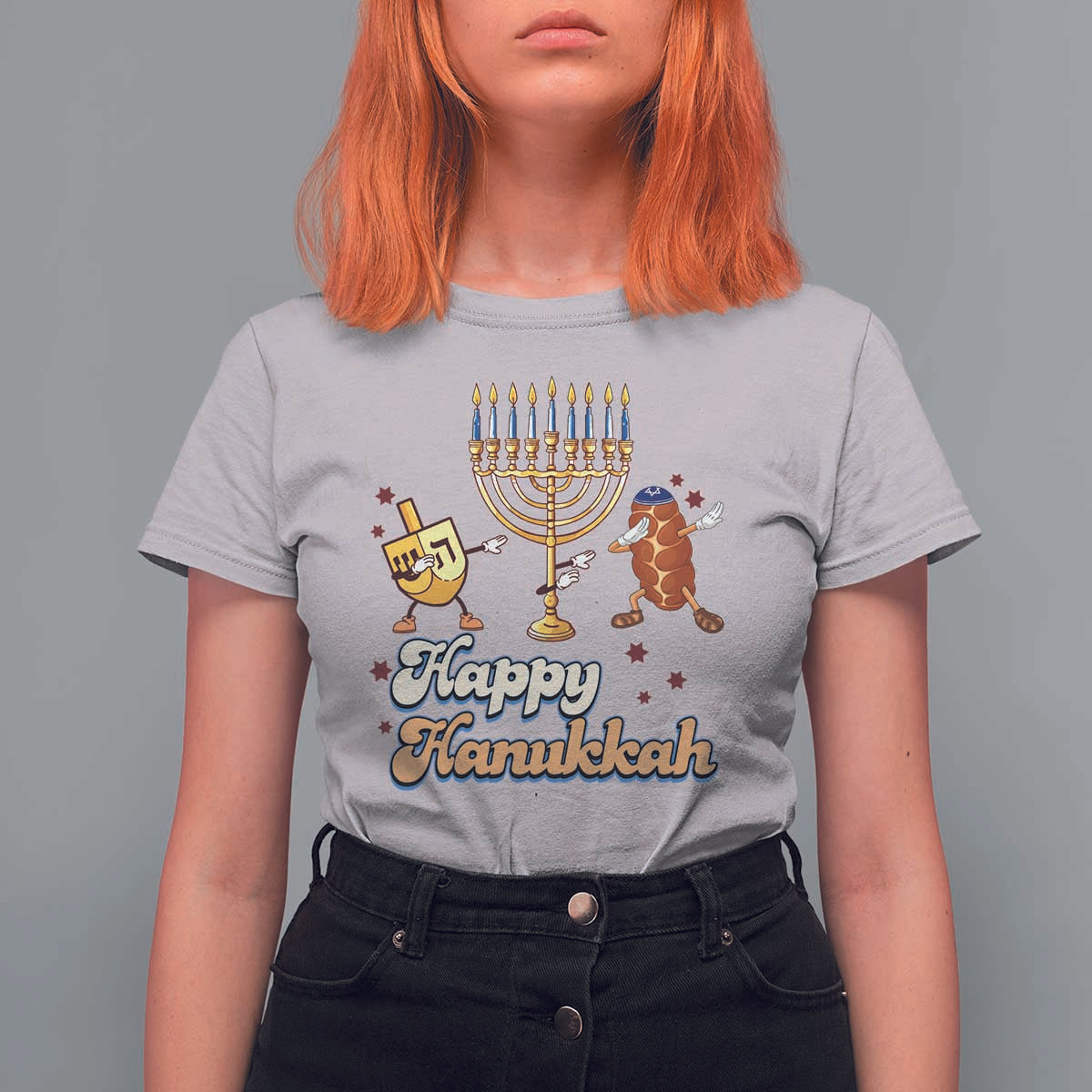 Funny Hanukkah T Shirt For Women Dab Dreidel Menorah Challah Gift - Wonder Print Shop