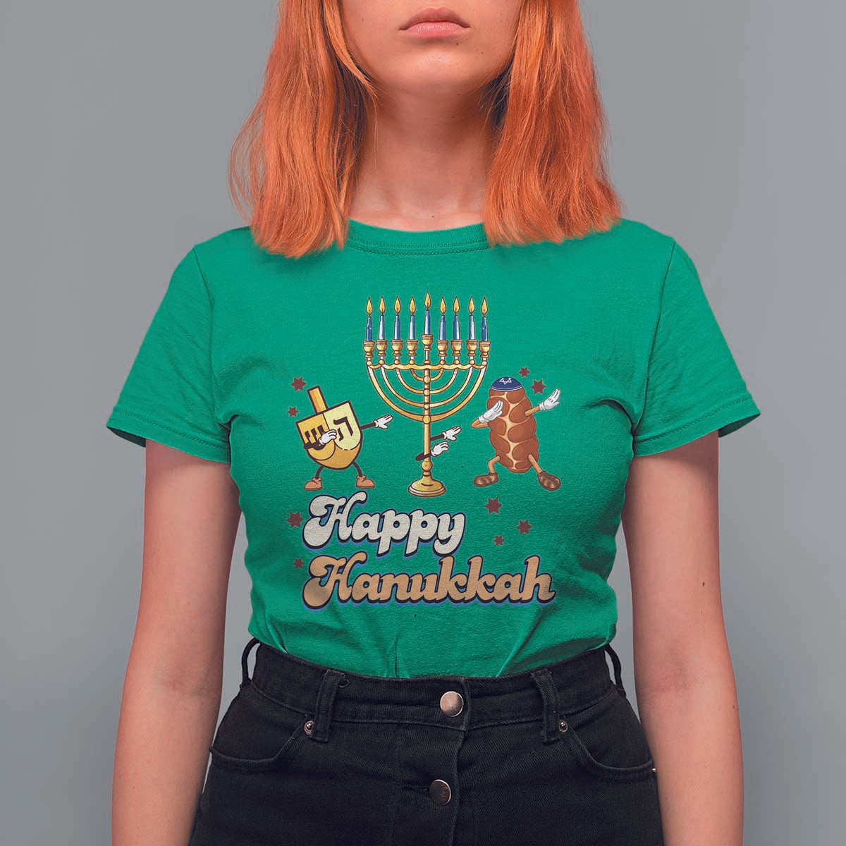 Funny Hanukkah T Shirt For Women Dab Dreidel Menorah Challah Gift - Wonder Print Shop
