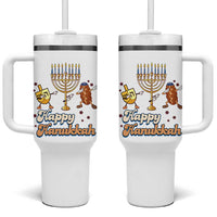 Funny Hanukkah Tumbler With Handle Dab Dreidel Menorah Challah Gift - Wonder Print Shop