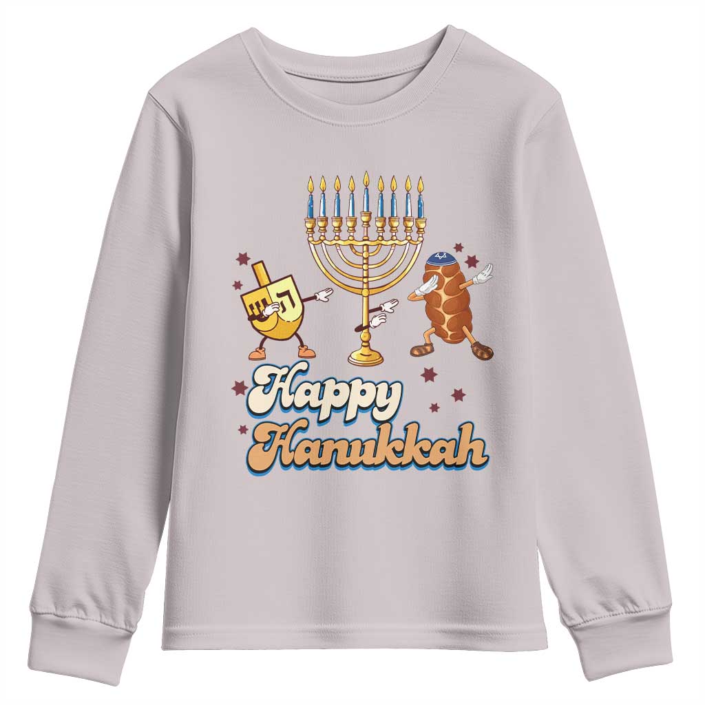 Funny Hanukkah Youth Sweatshirt Dab Dreidel Menorah Challah Gift - Wonder Print Shop