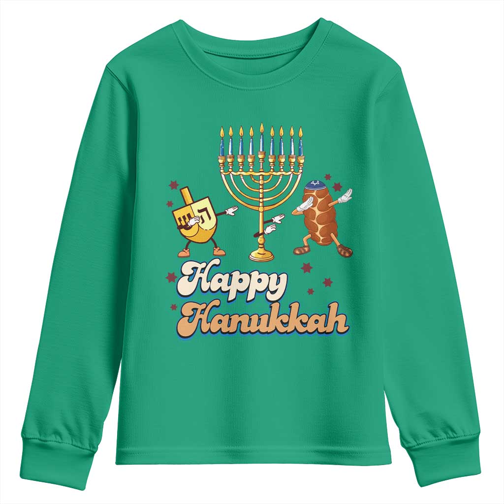 Funny Hanukkah Youth Sweatshirt Dab Dreidel Menorah Challah Gift - Wonder Print Shop