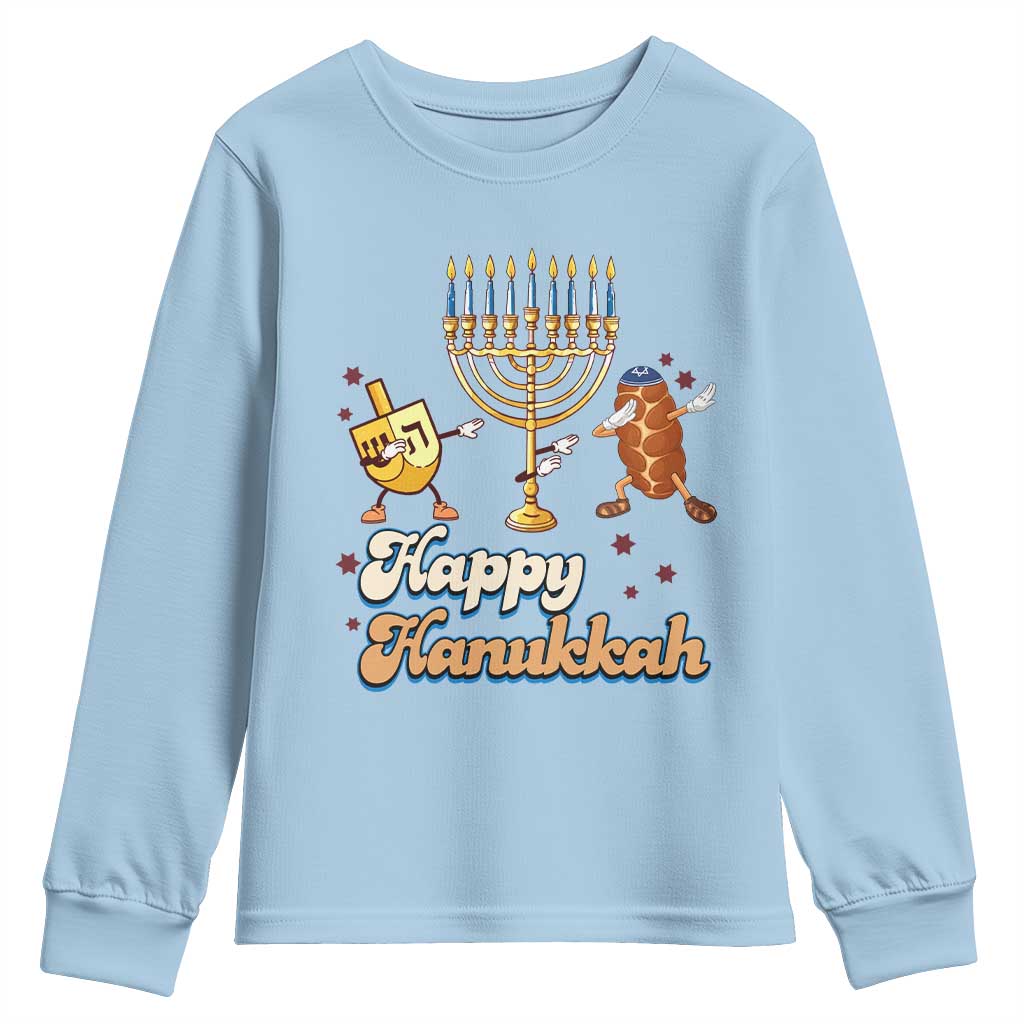 Funny Hanukkah Youth Sweatshirt Dab Dreidel Menorah Challah Gift - Wonder Print Shop