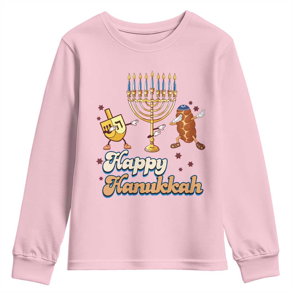 Funny Hanukkah Youth Sweatshirt Dab Dreidel Menorah Challah Gift - Wonder Print Shop