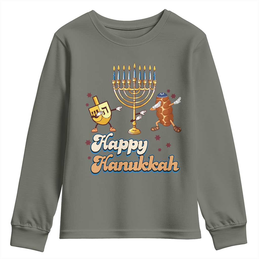 Funny Hanukkah Youth Sweatshirt Dab Dreidel Menorah Challah Gift - Wonder Print Shop