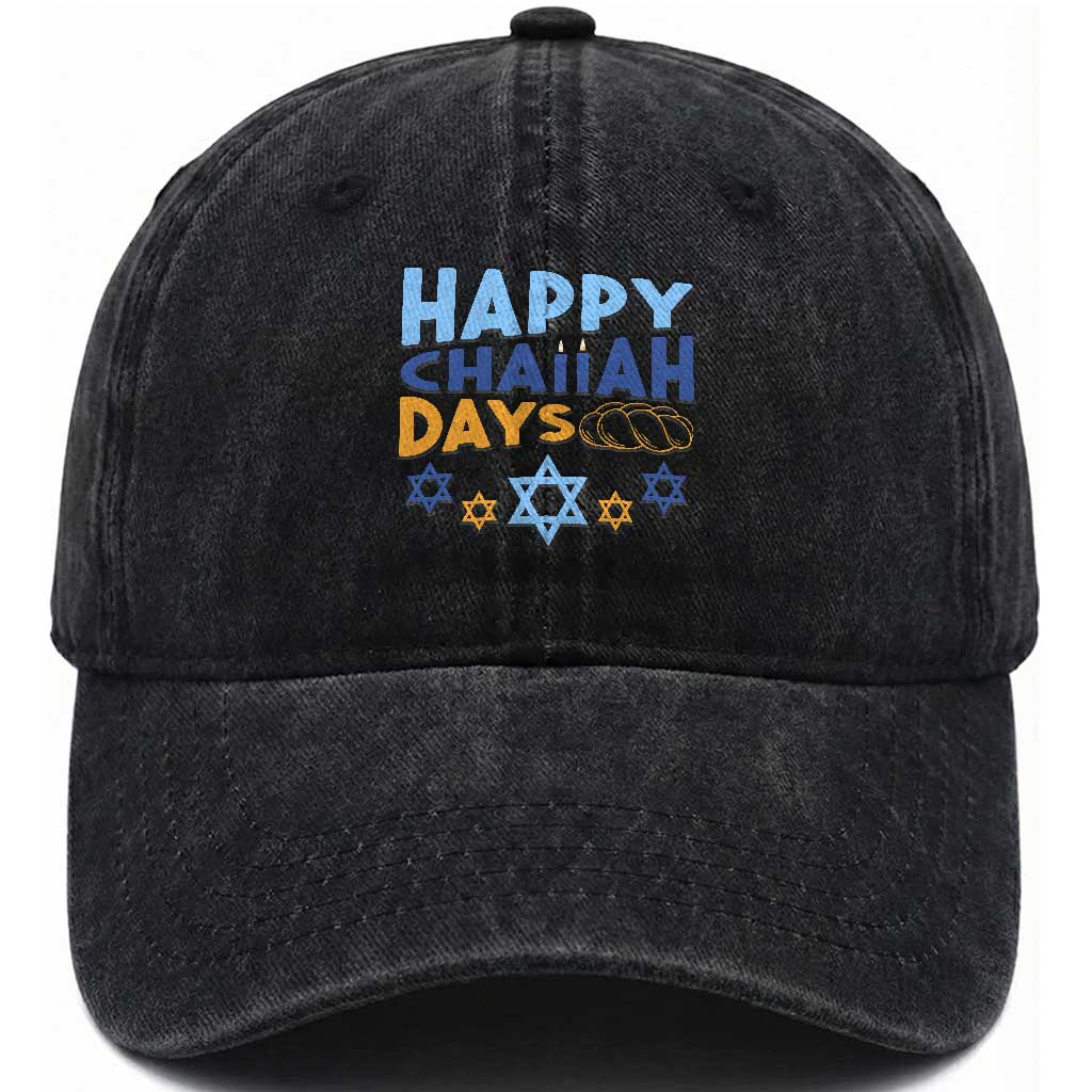 Happy Challah Days Washed Cotton Baseball Cap Hanukkah Holiday Gift
