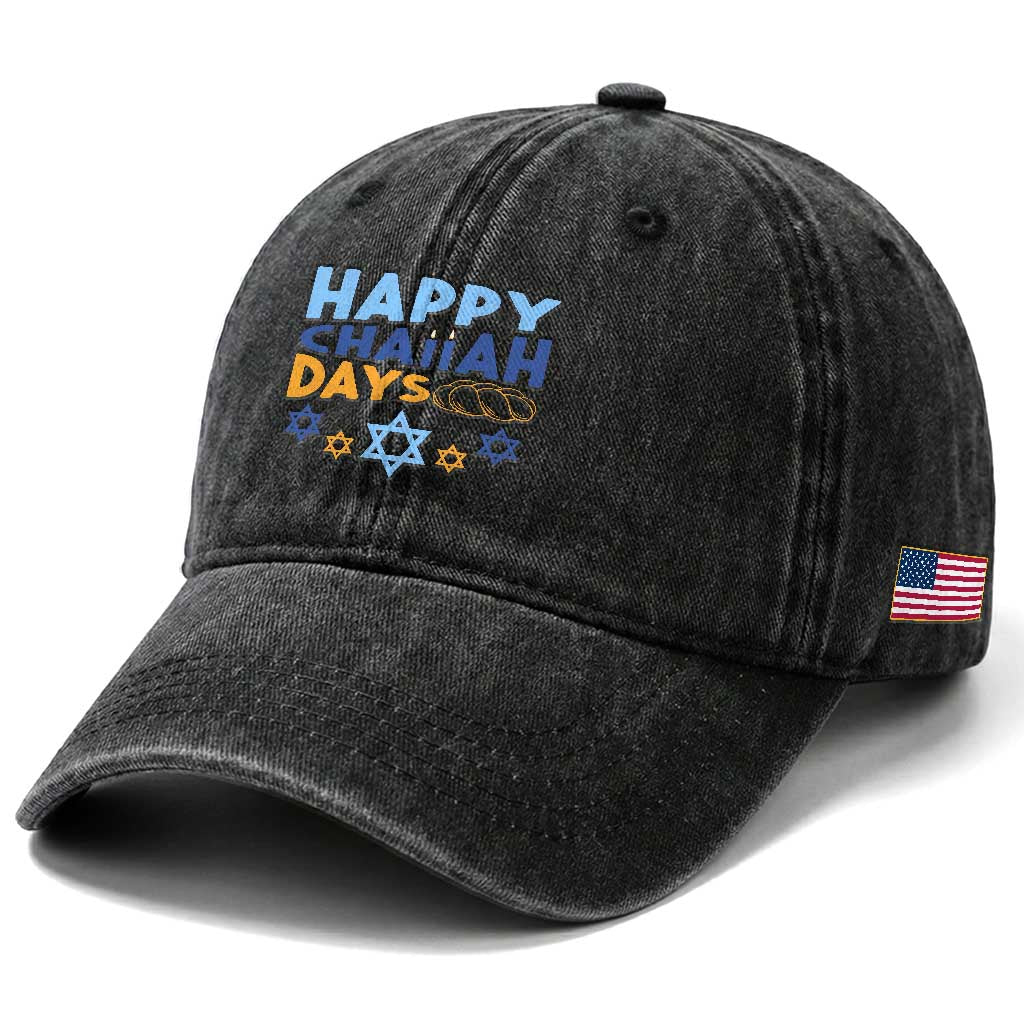 Happy Challah Days Washed Cotton Baseball Cap Hanukkah Holiday Gift