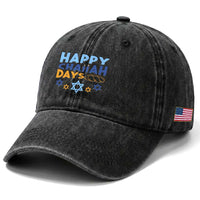 Happy Challah Days Washed Cotton Baseball Cap Hanukkah Holiday Gift