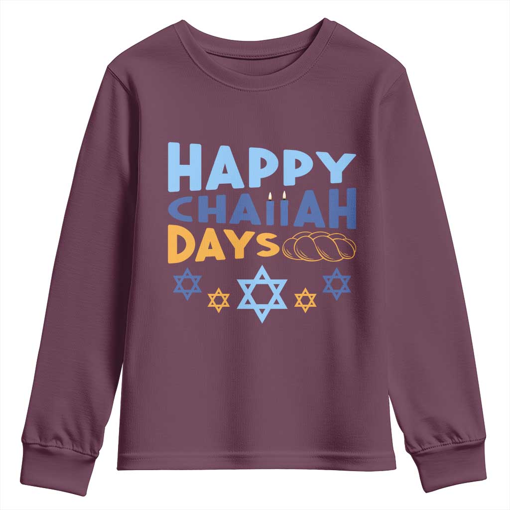 Happy Challah Days Youth Sweatshirt Hanukkah Holiday Gift - Wonder Print Shop