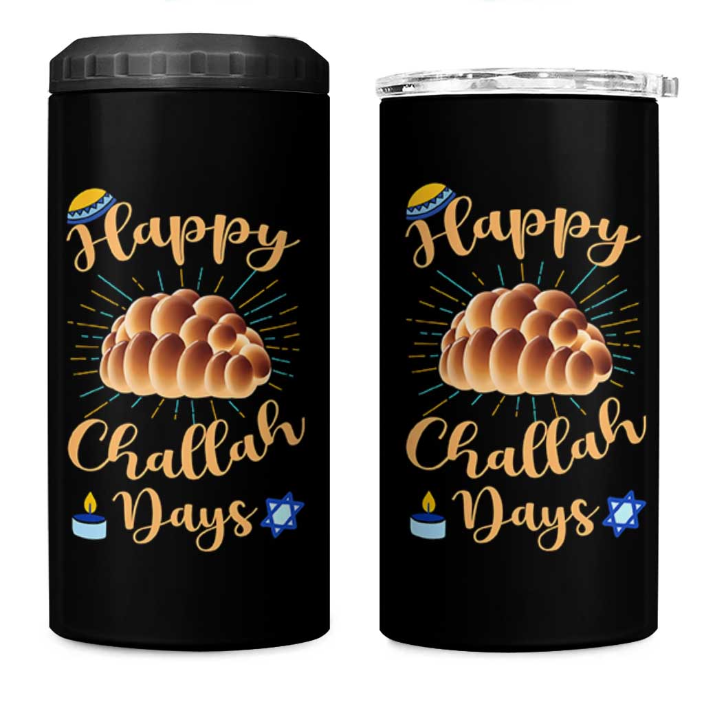 Funny Hanukkah Happy Challah Days 4 in 1 Can Cooler Tumbler Jewish Gift - Wonder Print Shop