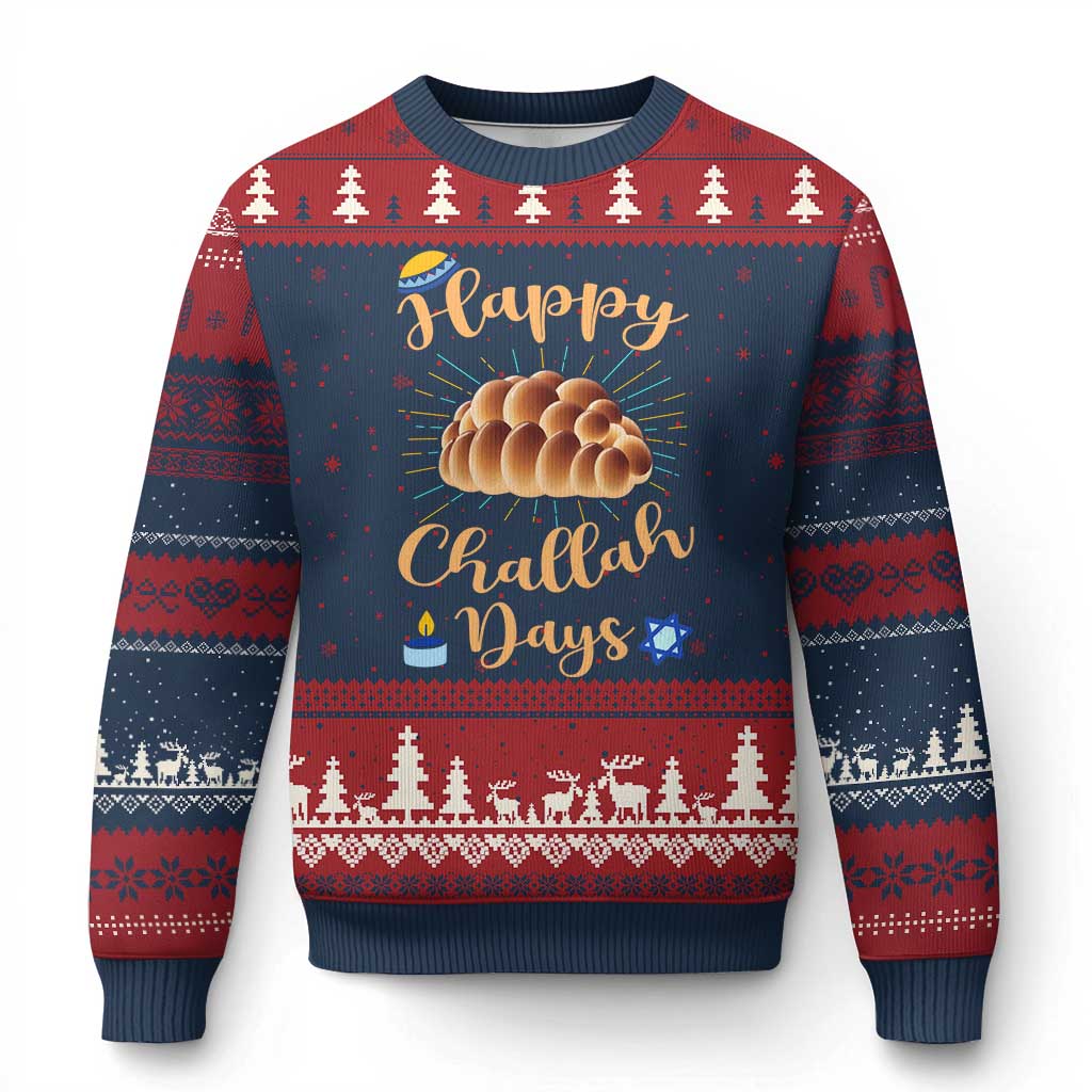 Funny Hanukkah Happy Challah Days Ugly Christmas Sweater Jewish Gift - Wonder Print Shop