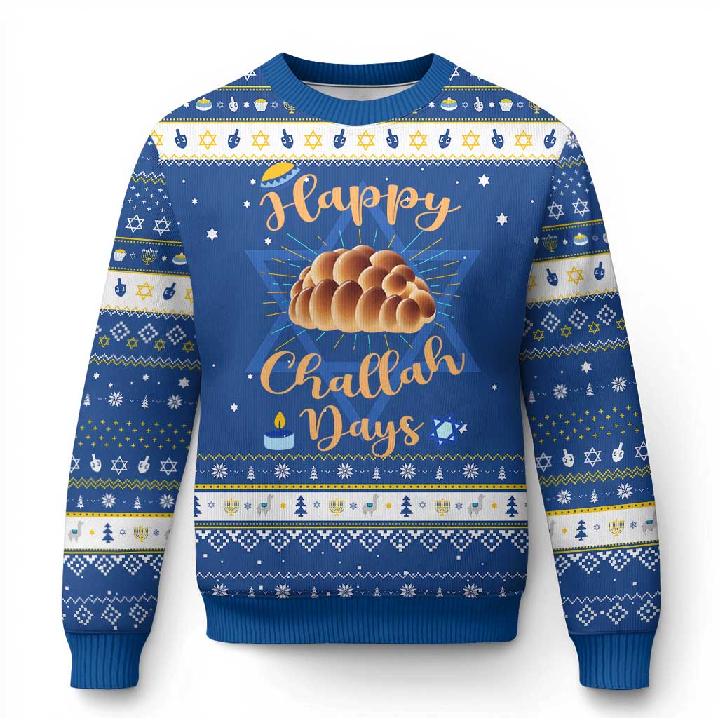 Funny Chanukkah Happy Challah Days Hanukkah Ugly Sweater Jewish Gift - Wonder Print Shop