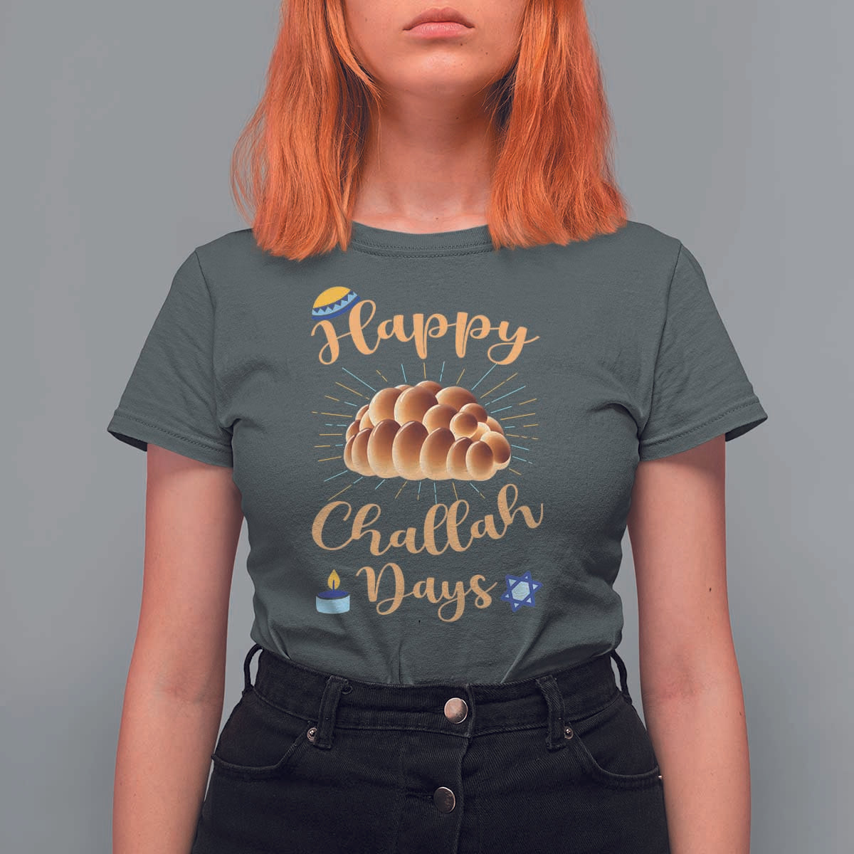 Funny Hanukkah Happy Challah Days T Shirt For Women Jewish Gift - Wonder Print Shop