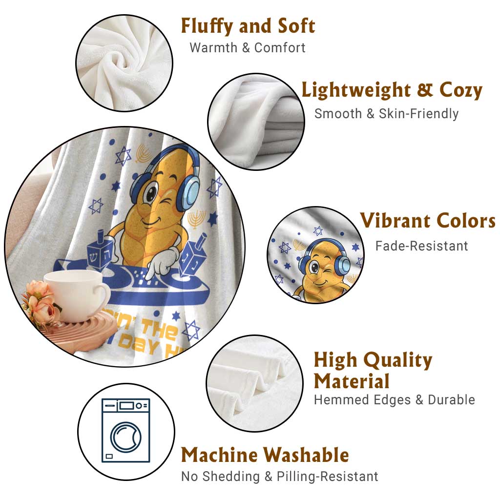 Hanukkah DJ Challah And Dreidel Throw Blanket Funny Jewish Gift - Wonder Print Shop