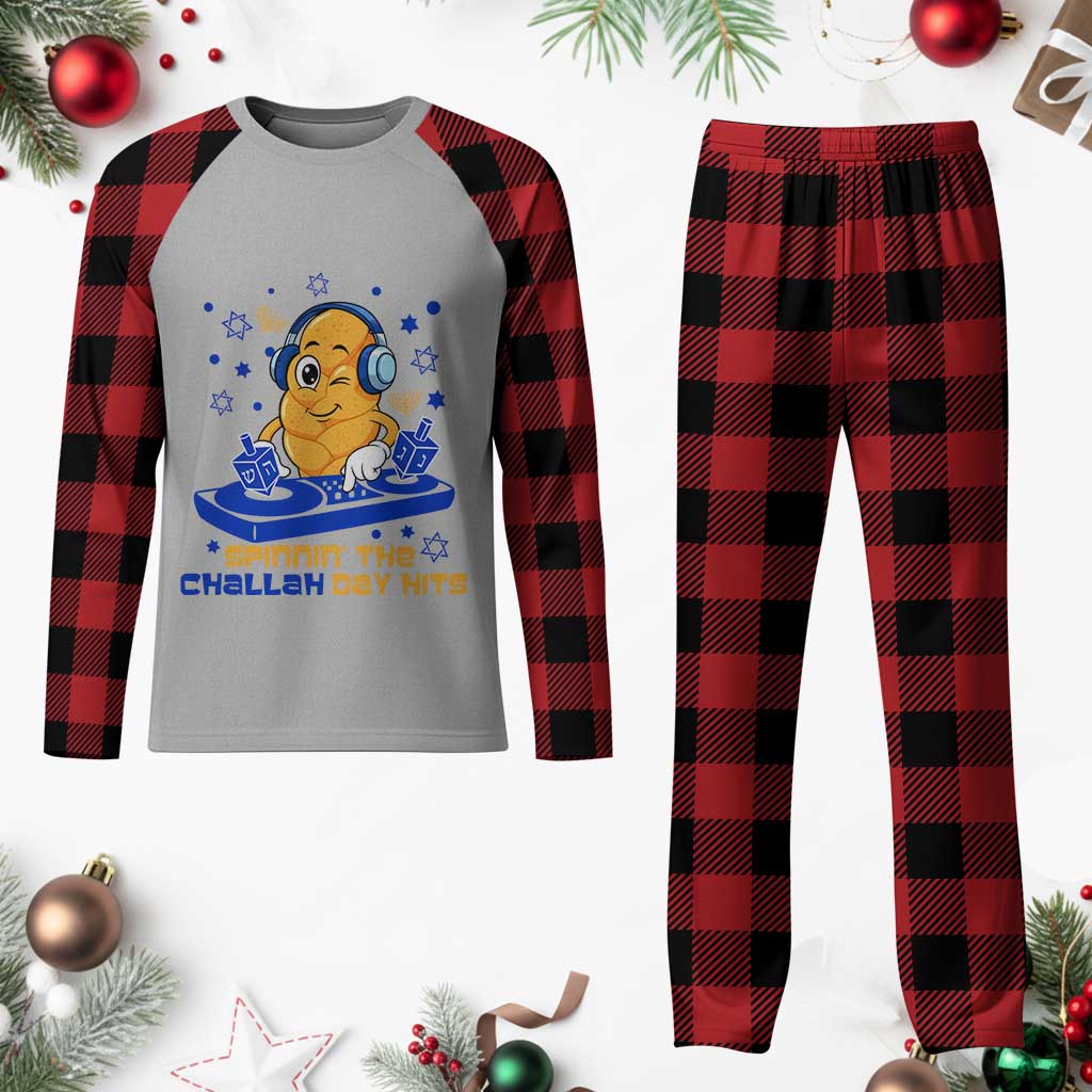 Hanukkah DJ Challah And Dreidel Plaid Pajama Set Funny Jewish Gift - Wonder Print Shop