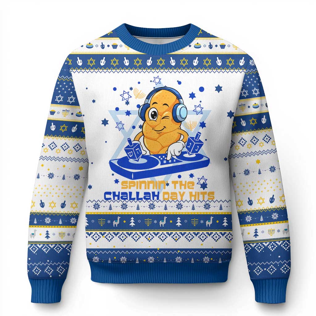 Chanukkah DJ Challah And Dreidel Hanukkah Ugly Sweater Funny Jewish Gift - Wonder Print Shop