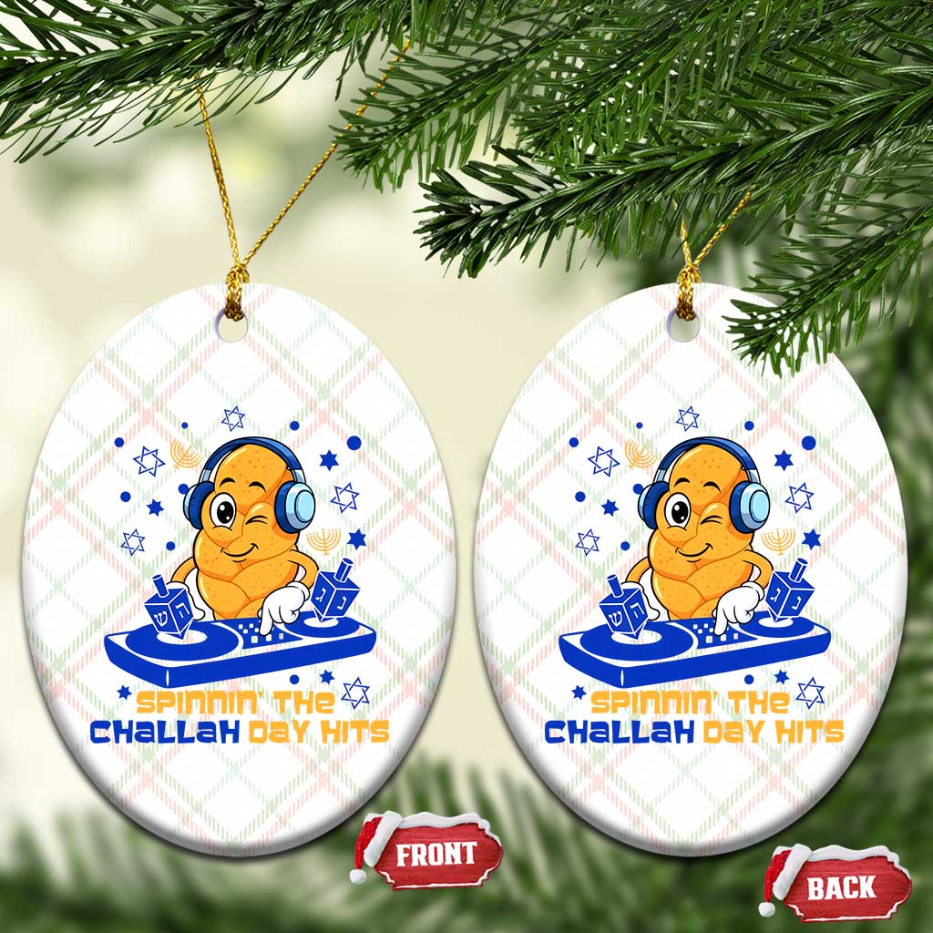 Hanukkah DJ Challah And Dreidel Ceramic Ornament Funny Jewish Gift - Wonder Print Shop