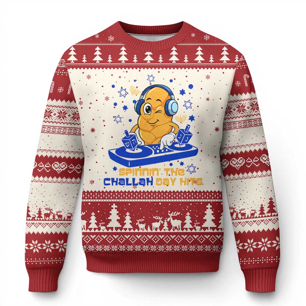 Hanukkah DJ Challah And Dreidel Ugly Christmas Sweater Funny Jewish Gift - Wonder Print Shop
