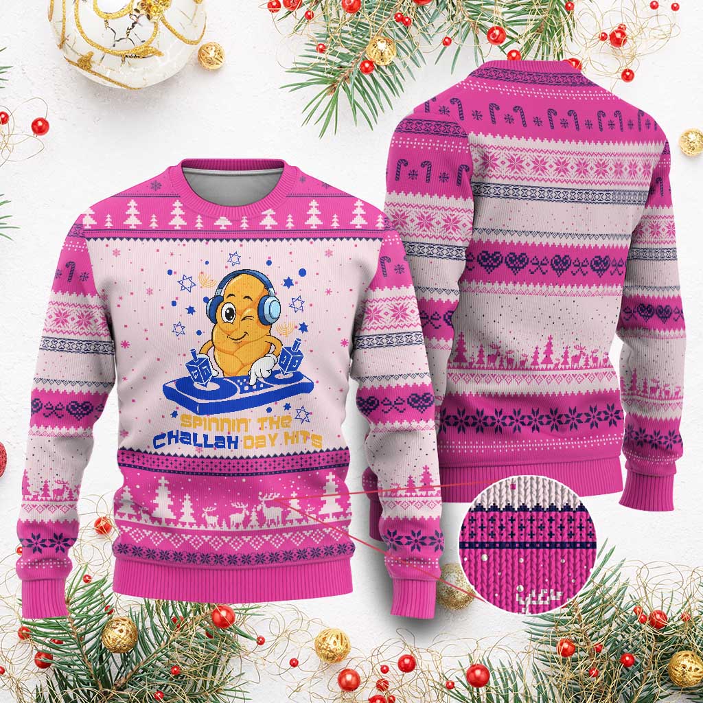 Hanukkah DJ Challah And Dreidel Ugly Christmas Sweater Funny Jewish Gift - Wonder Print Shop