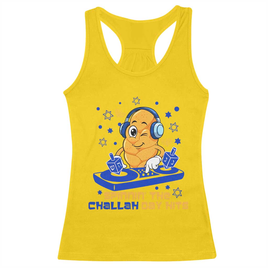 Hanukkah DJ Challah And Dreidel Racerback Tank Top Funny Jewish Gift - Wonder Print Shop