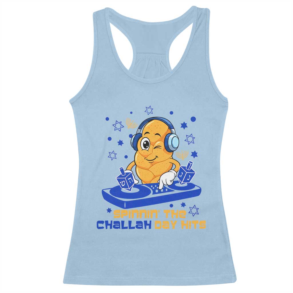 Hanukkah DJ Challah And Dreidel Racerback Tank Top Funny Jewish Gift - Wonder Print Shop