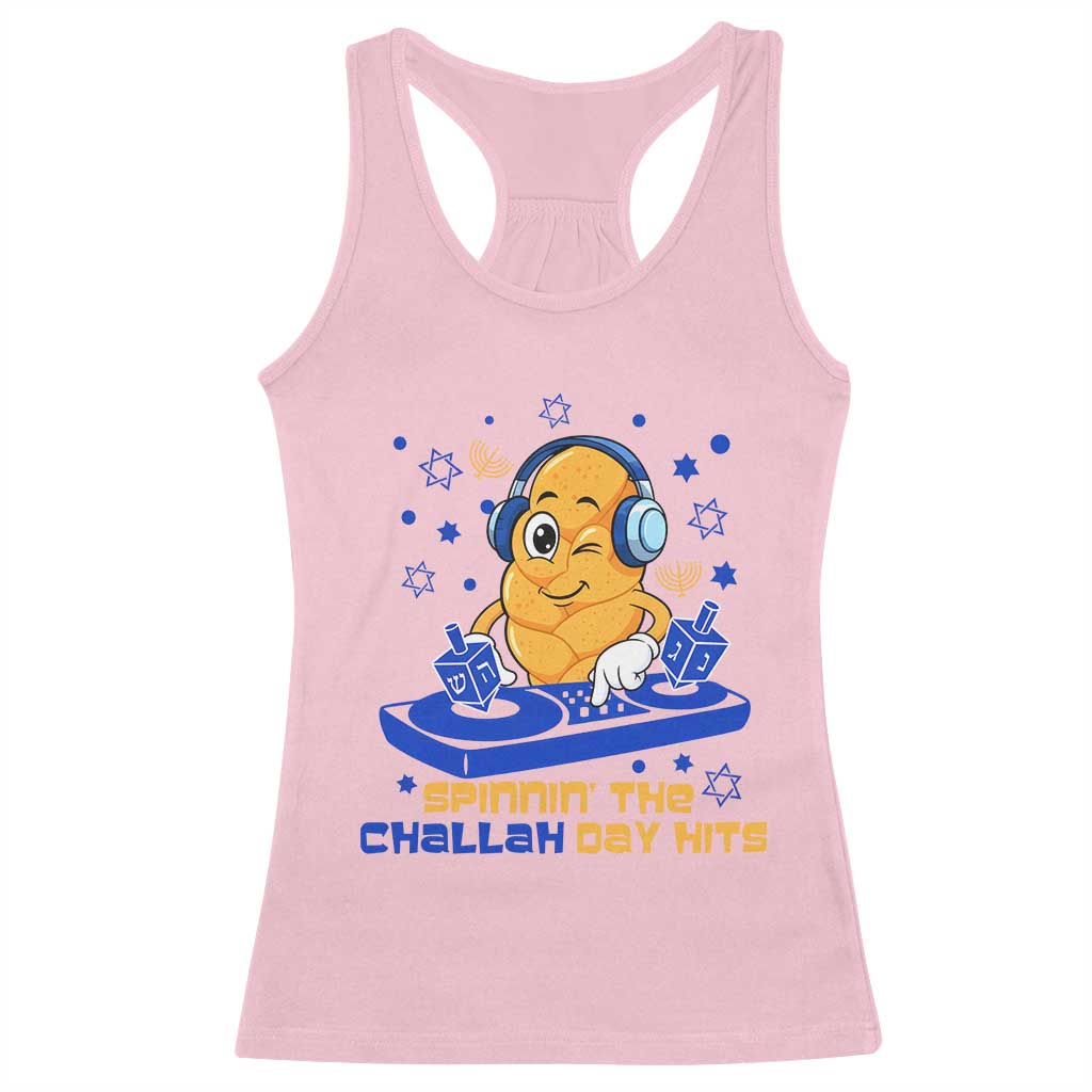 Hanukkah DJ Challah And Dreidel Racerback Tank Top Funny Jewish Gift - Wonder Print Shop