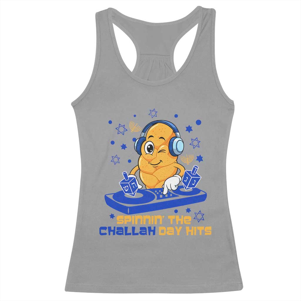 Hanukkah DJ Challah And Dreidel Racerback Tank Top Funny Jewish Gift - Wonder Print Shop