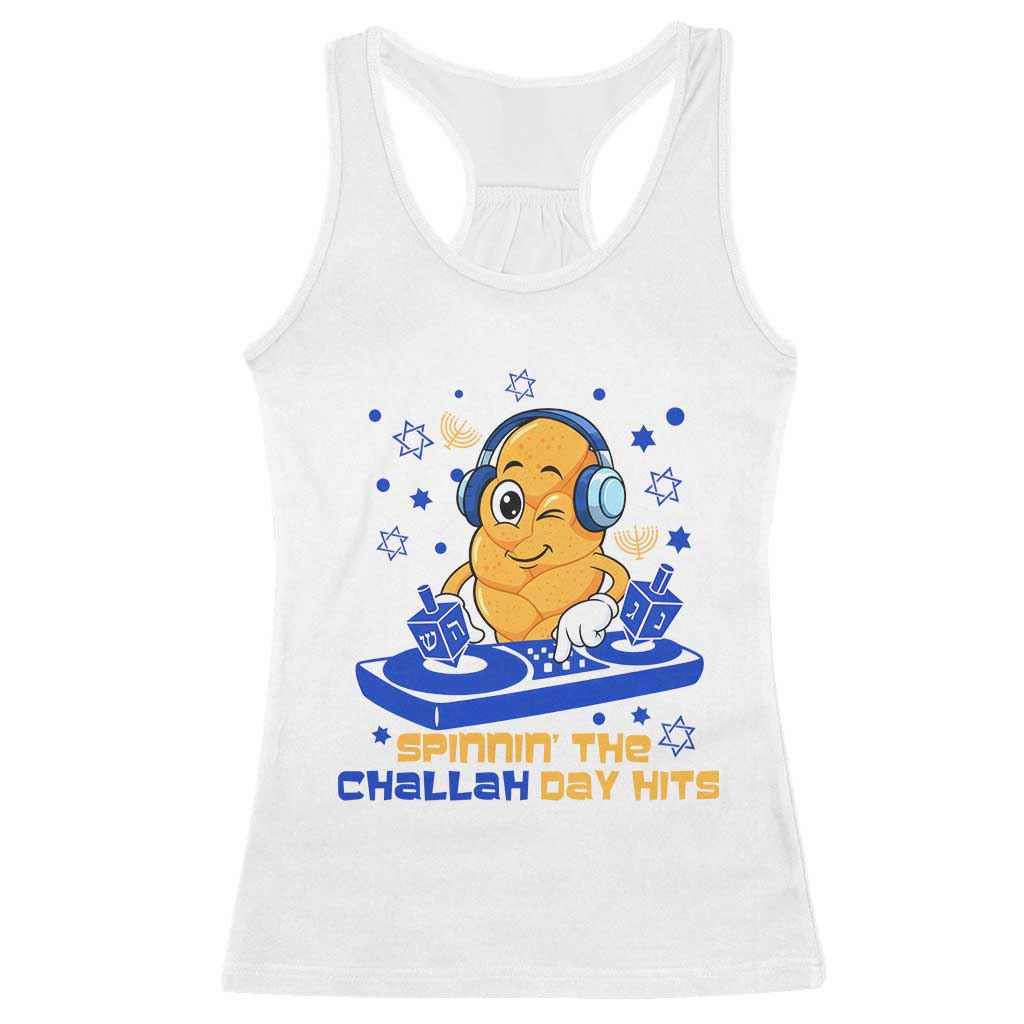 Hanukkah DJ Challah And Dreidel Racerback Tank Top Funny Jewish Gift - Wonder Print Shop