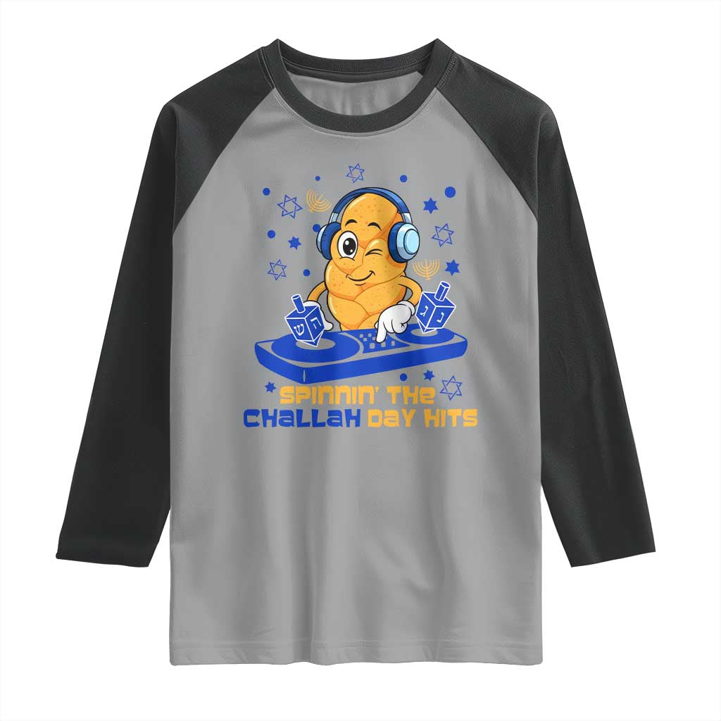 Hanukkah DJ Challah And Dreidel Raglan Shirt Funny Jewish Gift - Wonder Print Shop