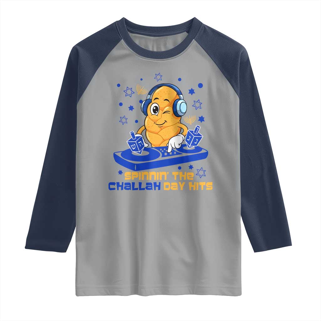Hanukkah DJ Challah And Dreidel Raglan Shirt Funny Jewish Gift - Wonder Print Shop