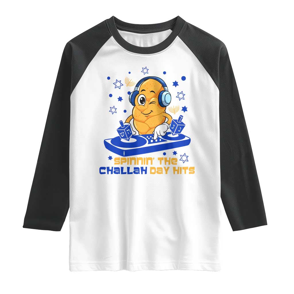 Hanukkah DJ Challah And Dreidel Raglan Shirt Funny Jewish Gift - Wonder Print Shop