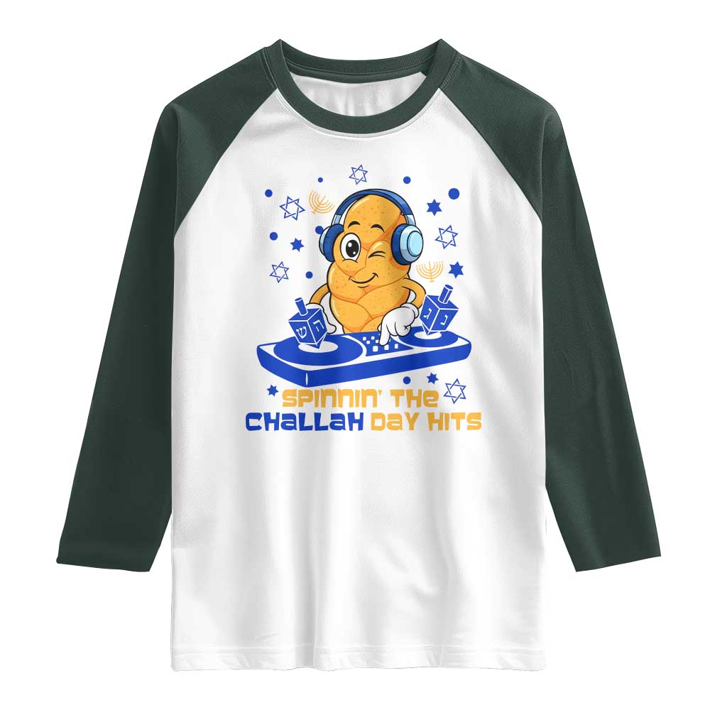 Hanukkah DJ Challah And Dreidel Raglan Shirt Funny Jewish Gift - Wonder Print Shop