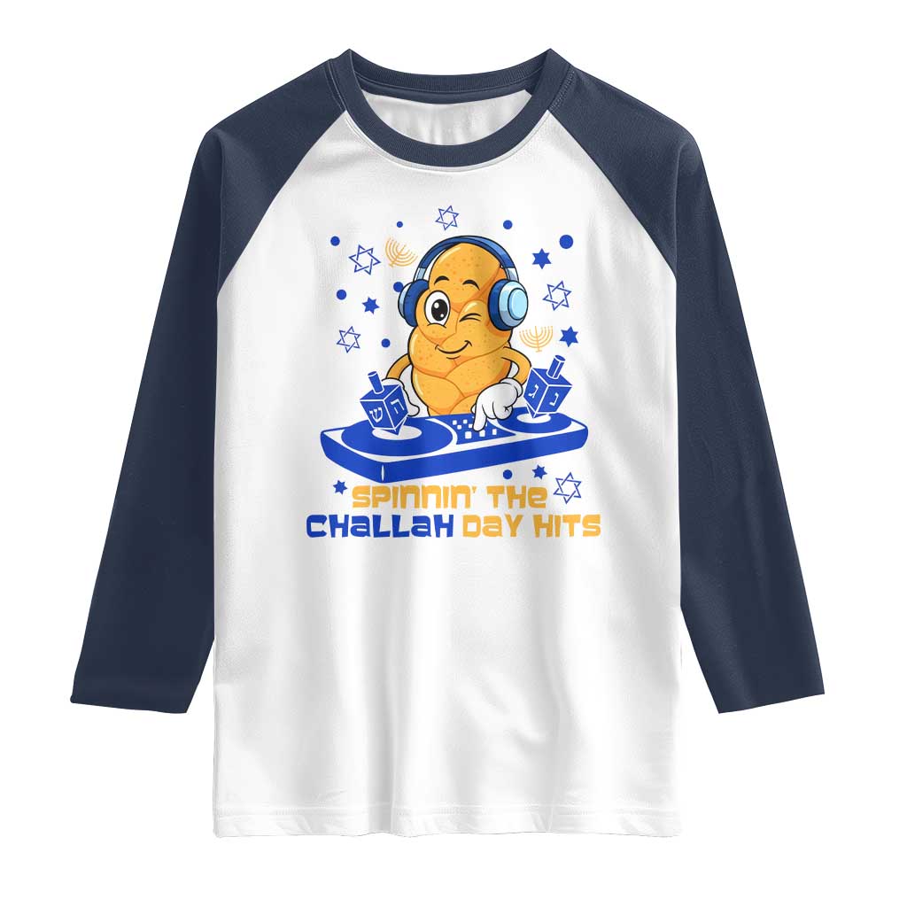 Hanukkah DJ Challah And Dreidel Raglan Shirt Funny Jewish Gift - Wonder Print Shop