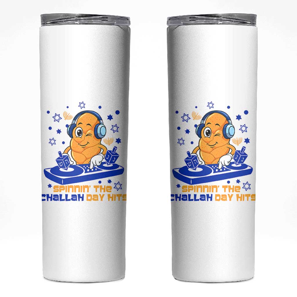 Hanukkah DJ Challah And Dreidel Skinny Tumbler Funny Jewish Gift - Wonder Print Shop