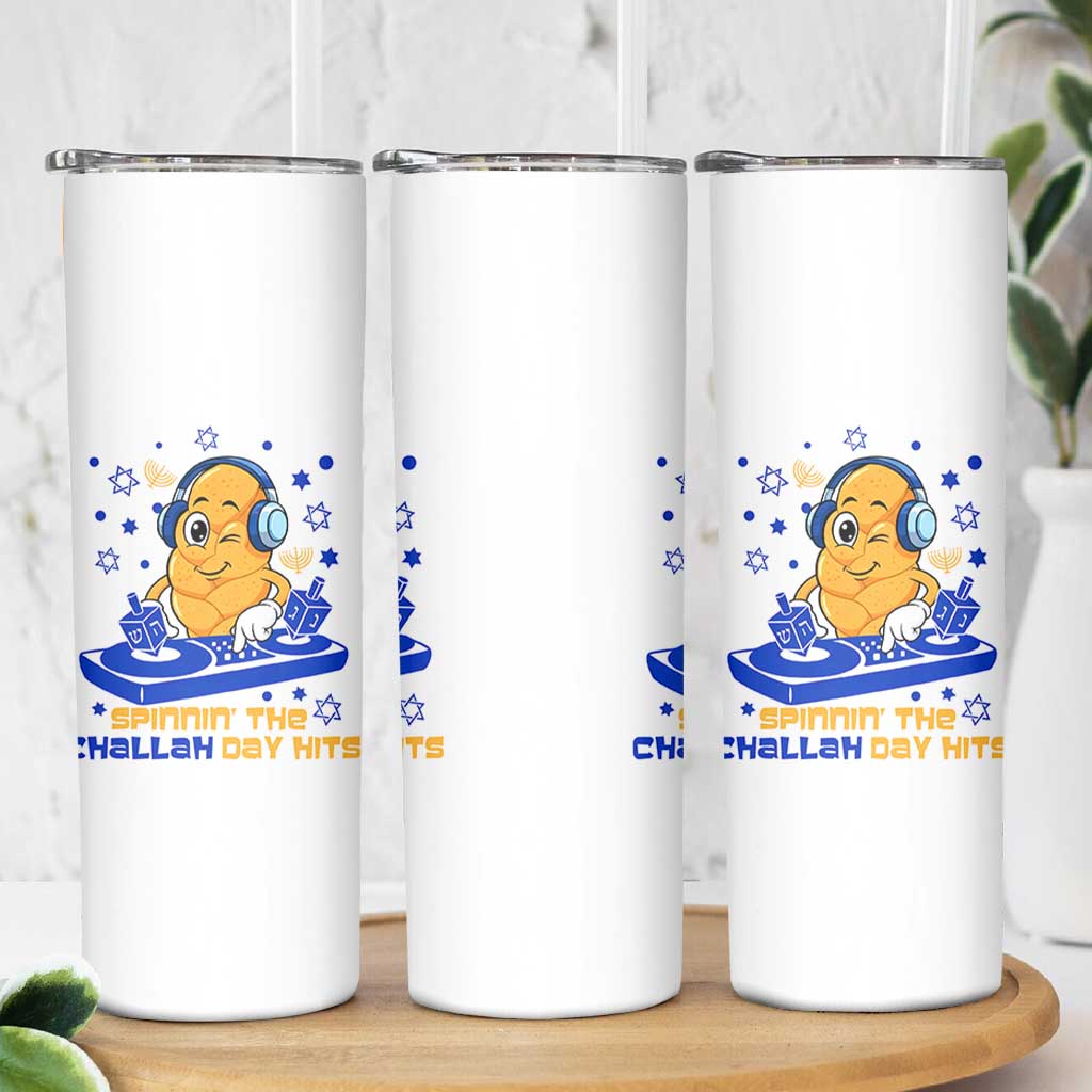 Hanukkah DJ Challah And Dreidel Skinny Tumbler Funny Jewish Gift - Wonder Print Shop