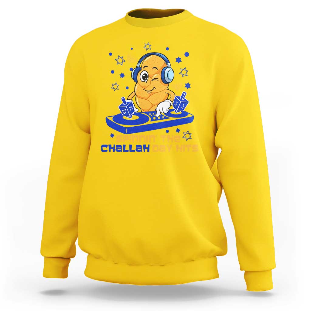 Hanukkah DJ Challah And Dreidel Sweatshirt Funny Jewish Gift - Wonder Print Shop