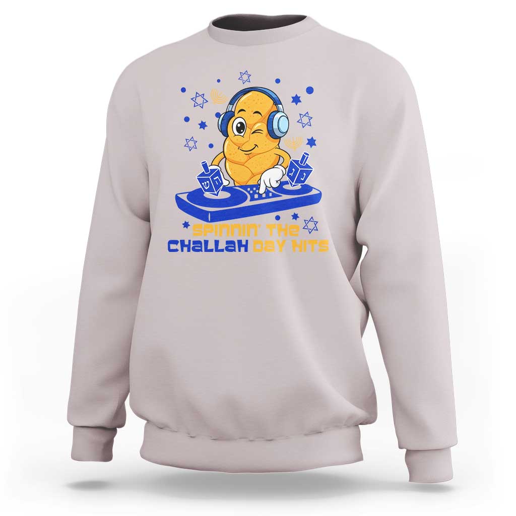 Hanukkah DJ Challah And Dreidel Sweatshirt Funny Jewish Gift - Wonder Print Shop